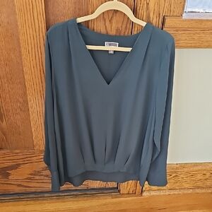 Chelsea28 Polyester Elegant V-Neck Women's Top Hunter Green Medium